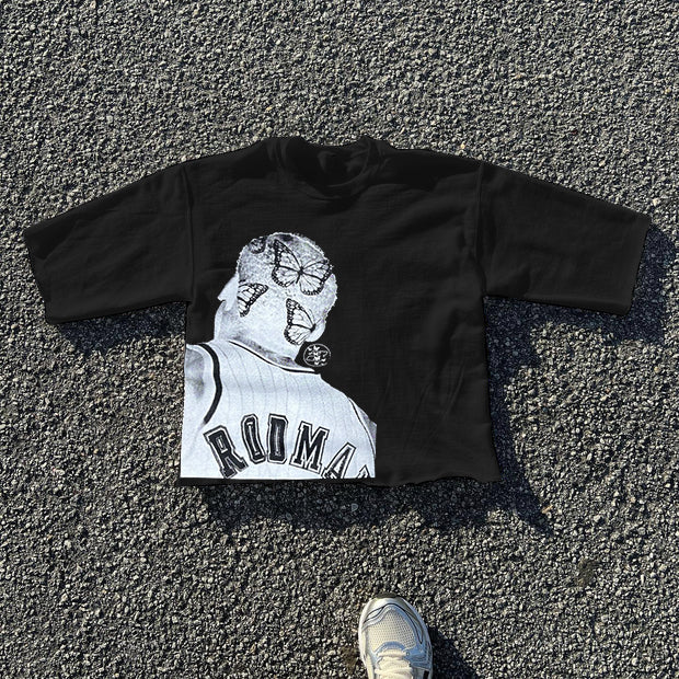 Butterfly Crew Neck Print T-Shirt