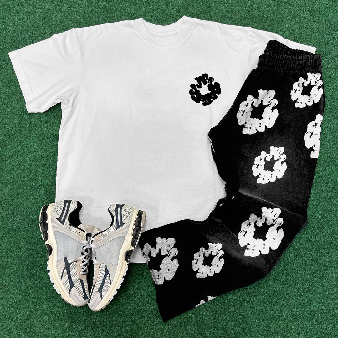 Denim Tears Print T-Shirt Sweatpants Two Piece Set