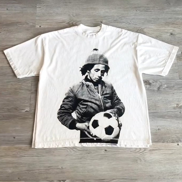 Casual Football Player Print Short Sleeve T-Shirt