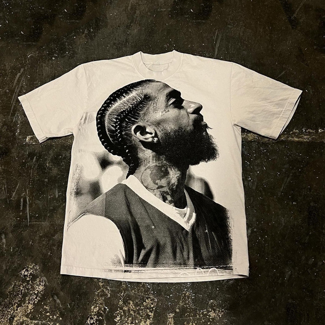 USA Rapper Print Short Sleeve T-Shirt