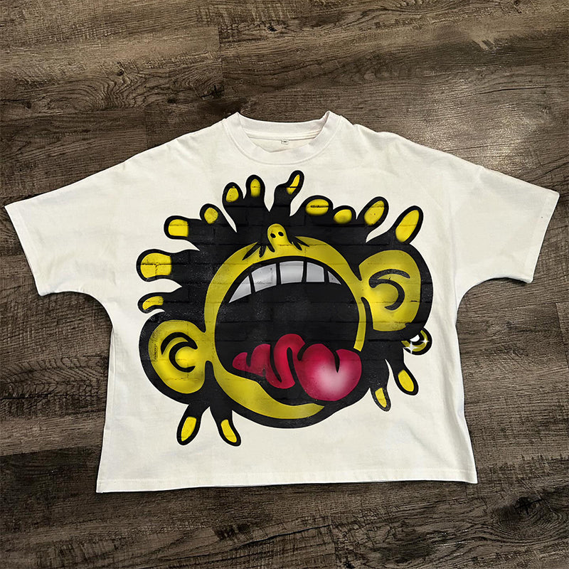 Casual Anime Print Cropped T-shirt