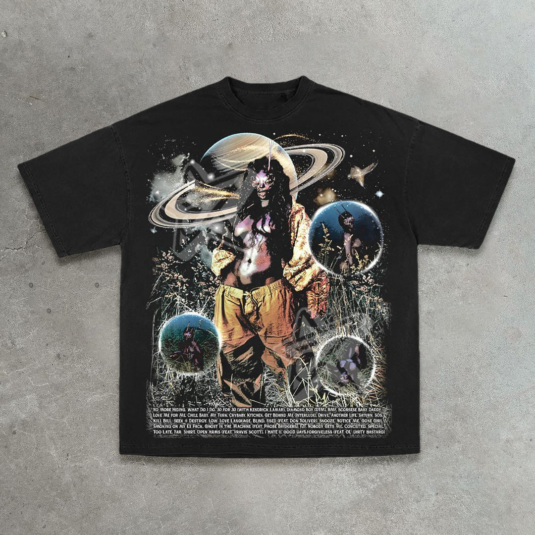 Casual women's rap street print T-shirt
