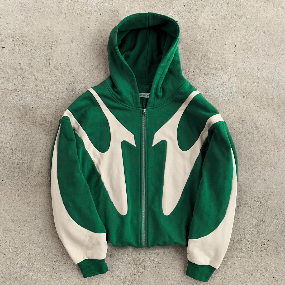 Streetwear Contrast Zip Hoodie