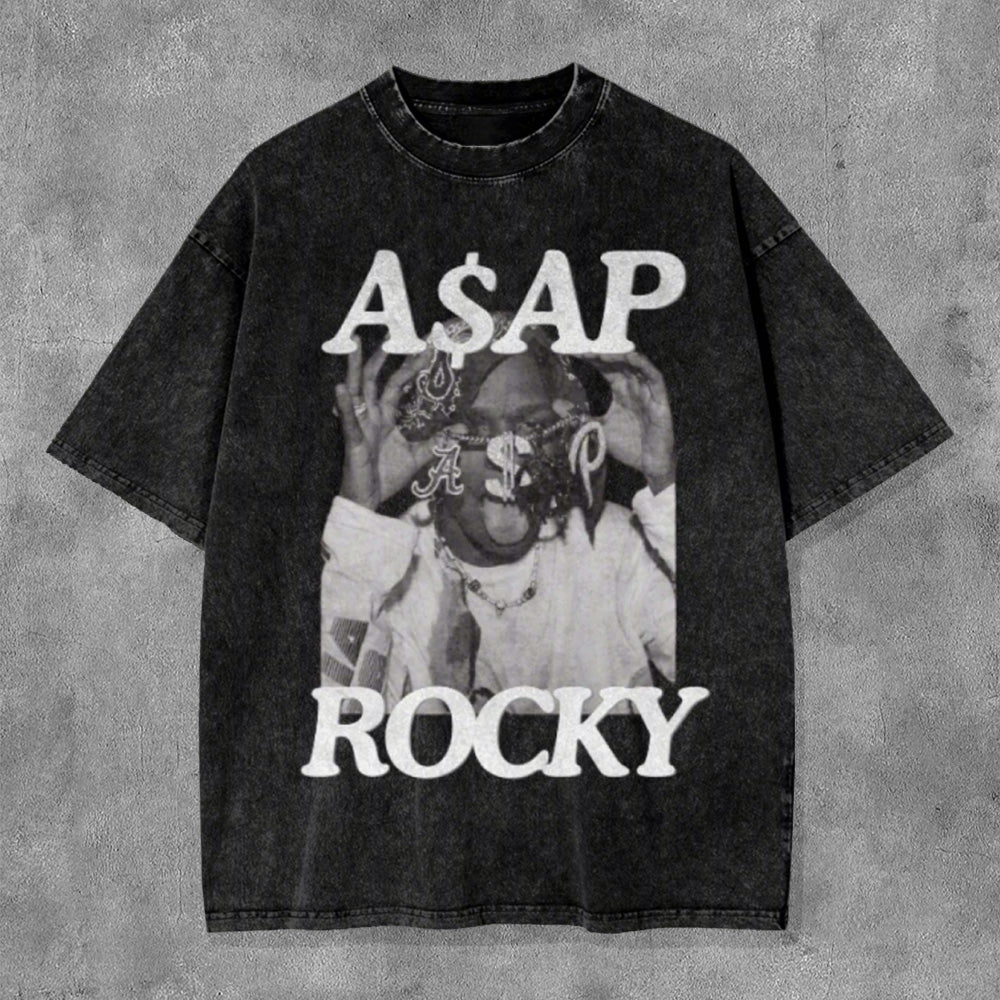 A$AP Washed Distressed Short Sleeve T-Shirt