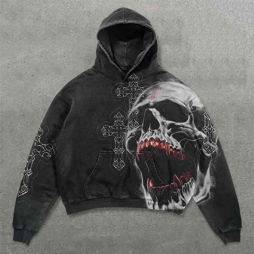 Screaming Skull Print Long Sleeve Hoodies