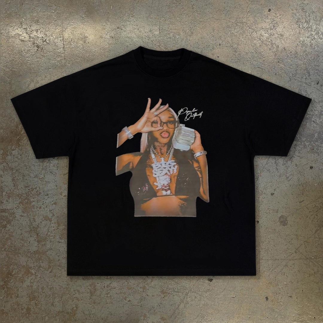 Character Letter Print Short Sleeve T-Shirt