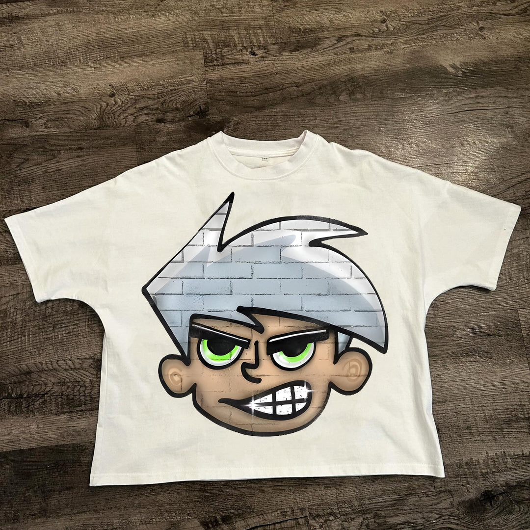 Street style cartoon print T-shirt
