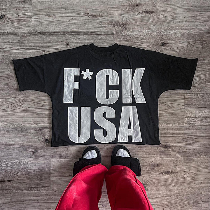 Street print short-sleeved T-shirt