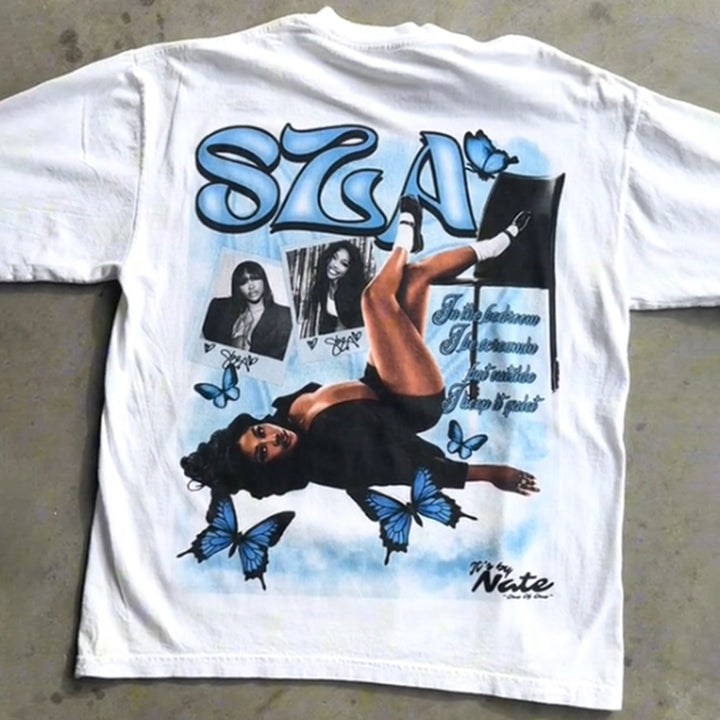 Sexy Character Print Short Sleeve T-Shirt