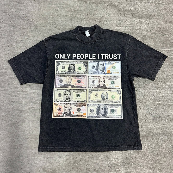 Washed distressed printed oversized T-shirt