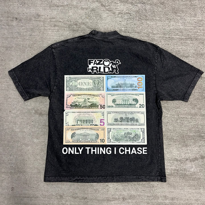 Washed distressed printed oversized T-shirt