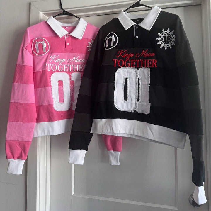 Casual Street Stripe Varsity Rugby Polo