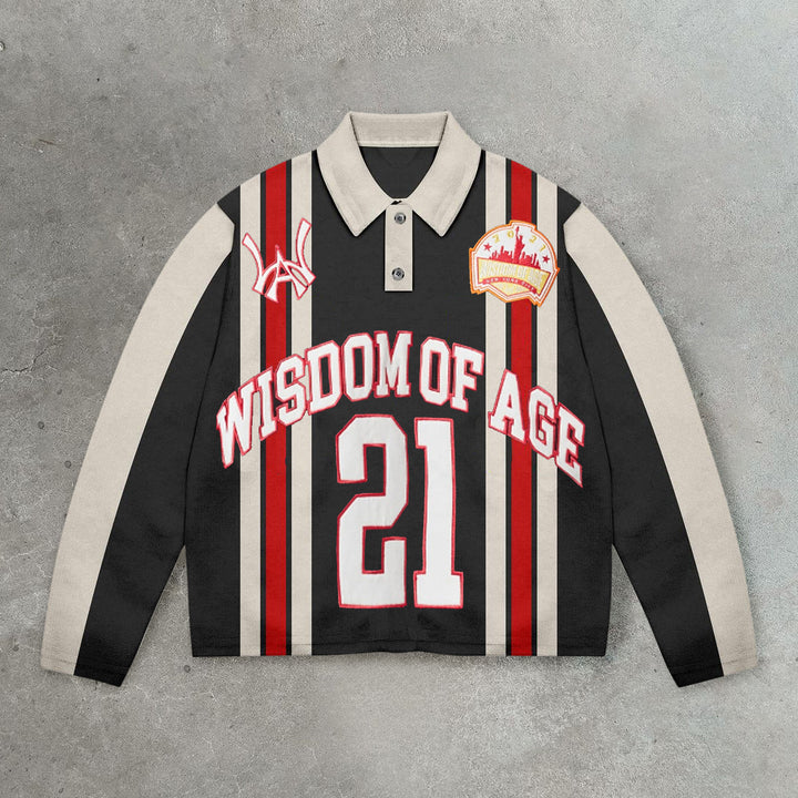 Casual Street Retro Varsity Rugby Polo