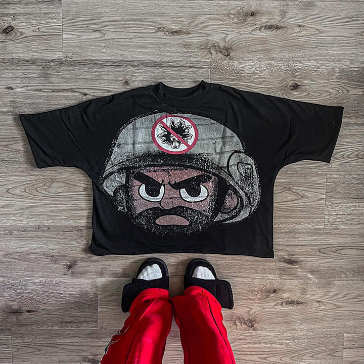 Street print short-sleeved T-shirt