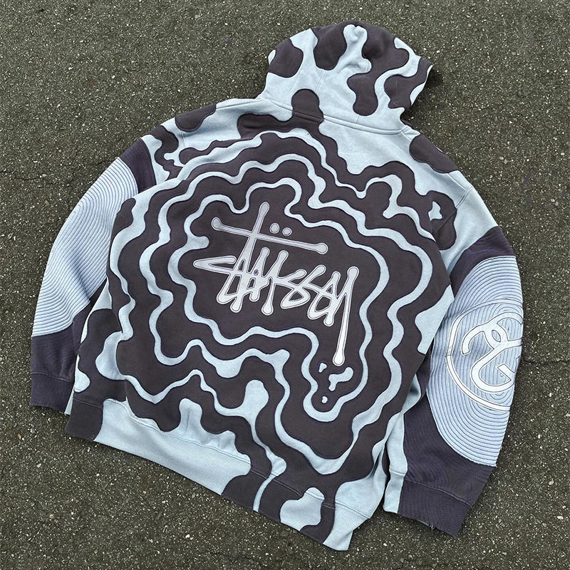 Casual personalized contrast color digital print hoodie