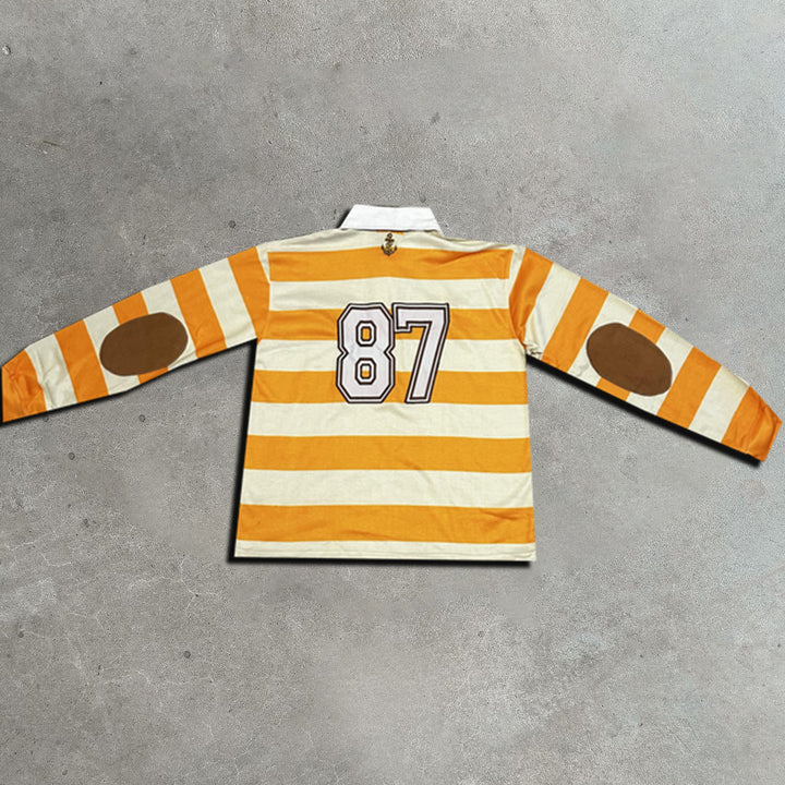 Casual Street Retro Striped Rugby Polo