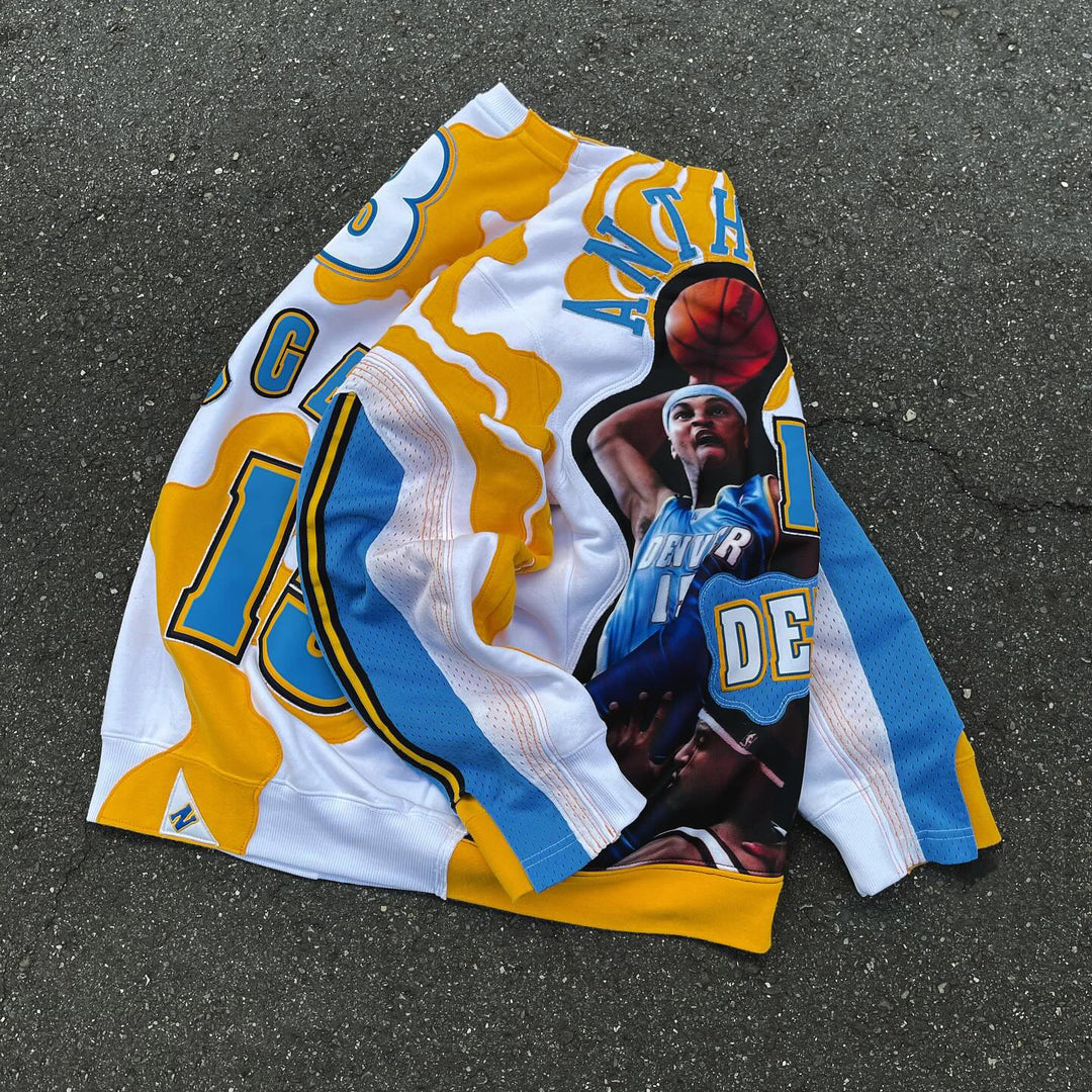 Casual Street Sports Retro Patch Heavy Sweatshirt