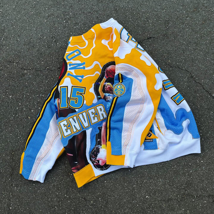Casual Street Sports Retro Patch Heavy Sweatshirt