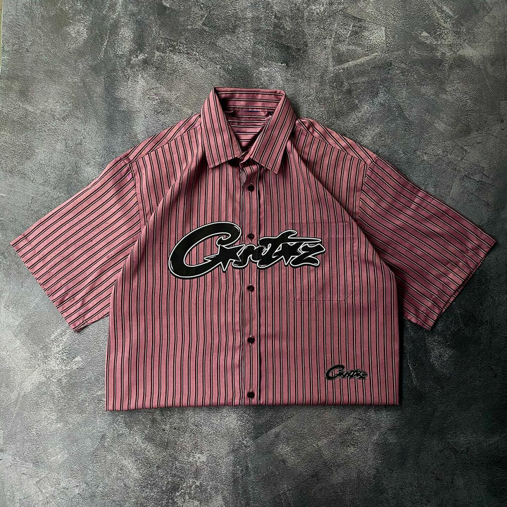 Casual Street Retro Striped Work Shirt