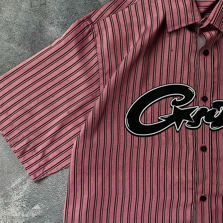 Casual Street Retro Striped Work Shirt