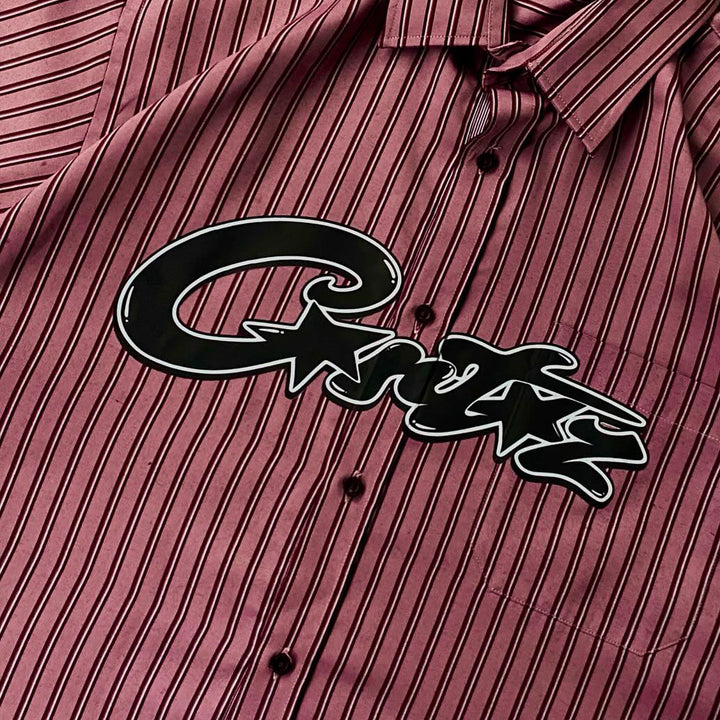 Casual Street Retro Striped Work Shirt