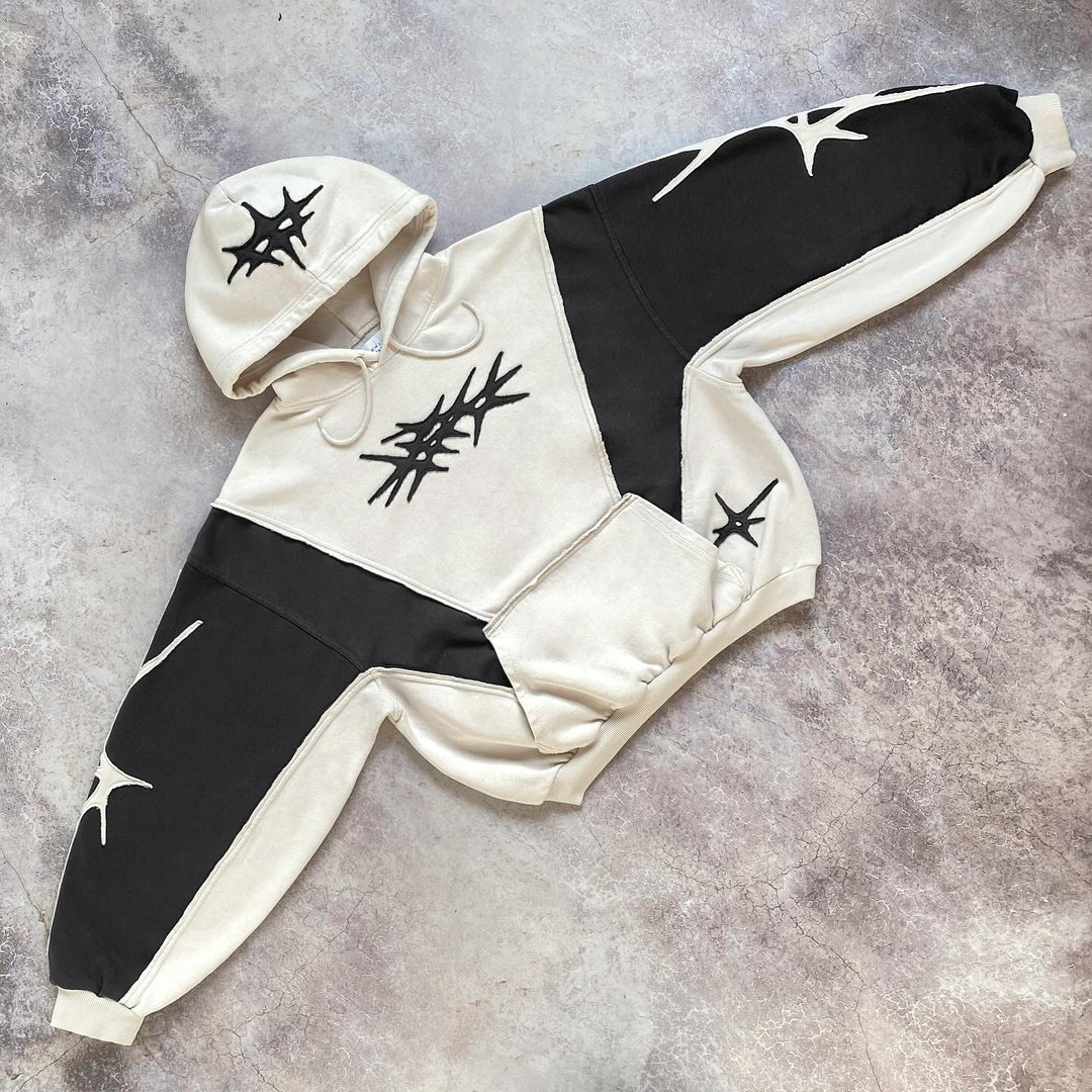 Dark Star casual street patchwork cotton hoodie