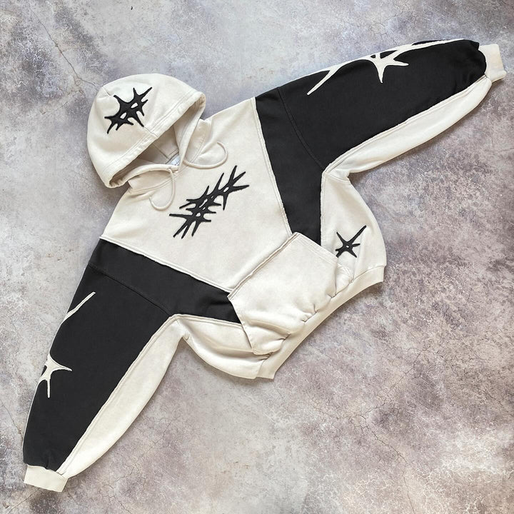 Dark Star casual street patchwork cotton hoodie