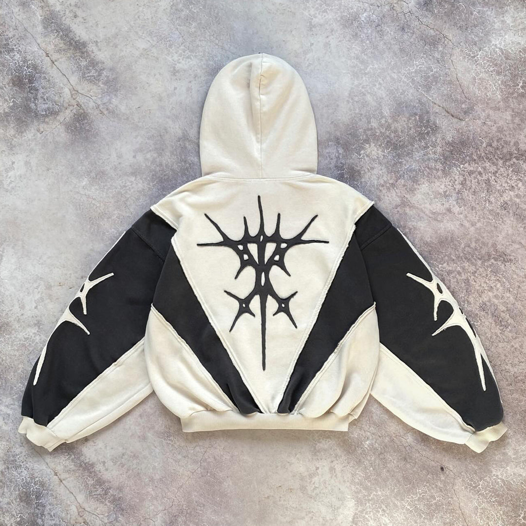 Dark Star casual street patchwork cotton hoodie