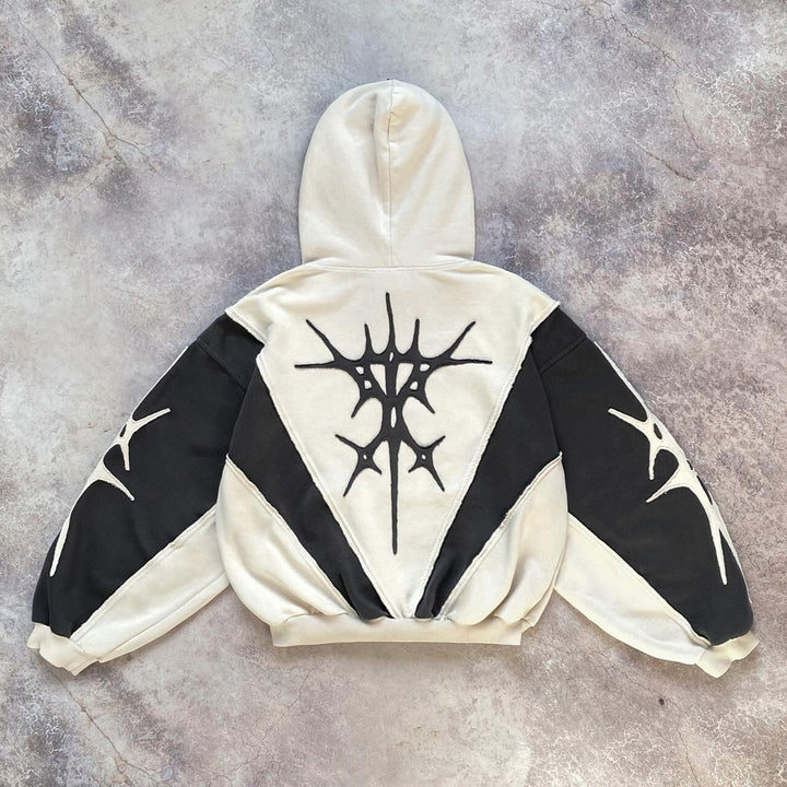 Dark Star casual street patchwork cotton hoodie