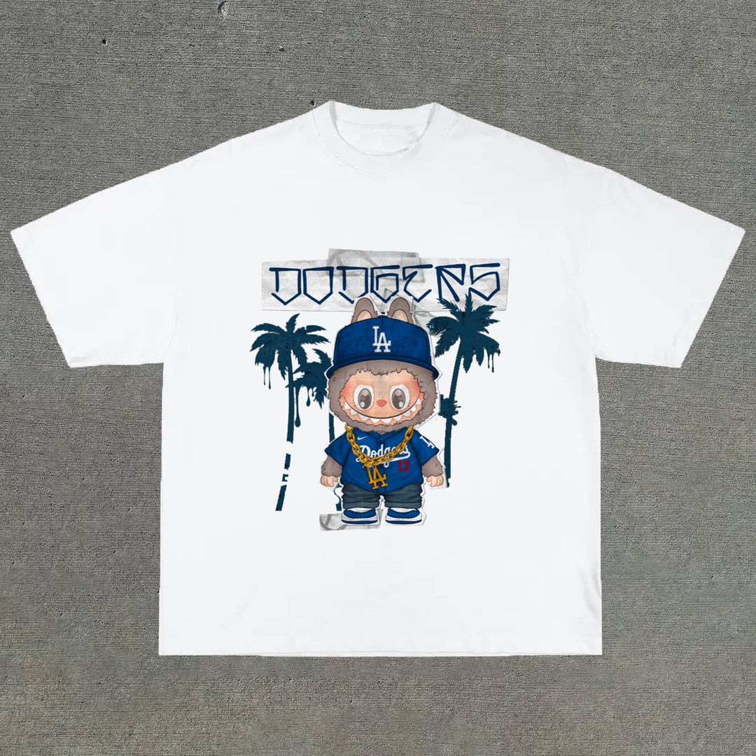 Casual round neck cartoon pattern T-shirt