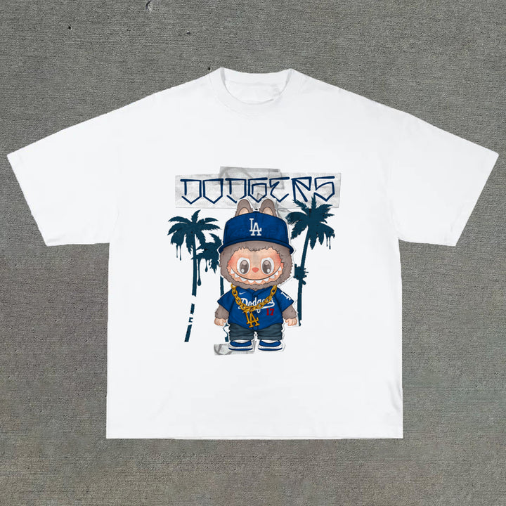 Casual round neck cartoon pattern T-shirt