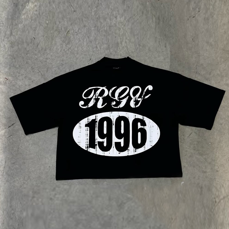 Street print three quarter sleeves T-shirt