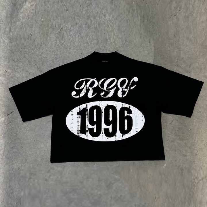 Street print three quarter sleeves T-shirt