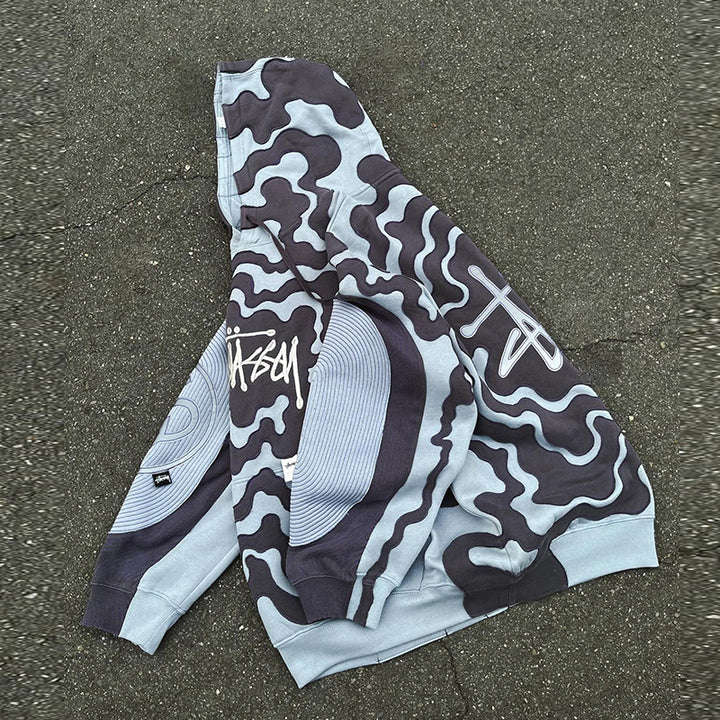 Casual personalized contrast color digital print hoodie