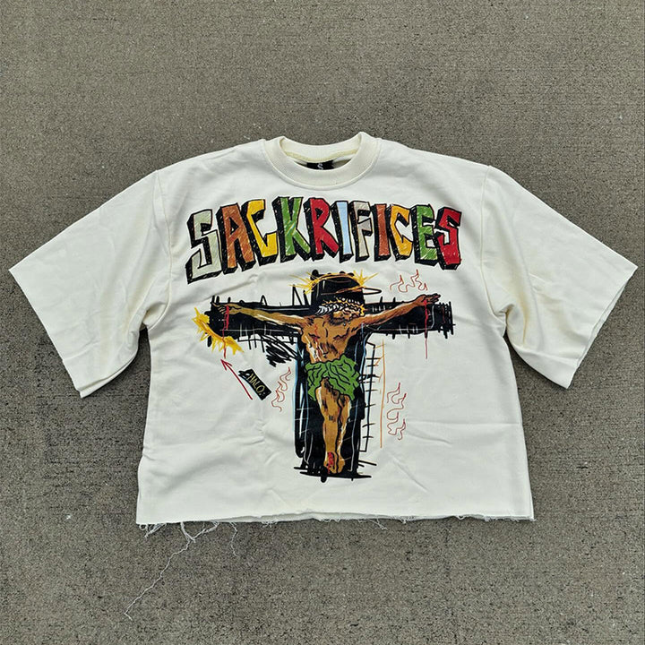 Vintage Jesus Cross Cropped T-Shirt