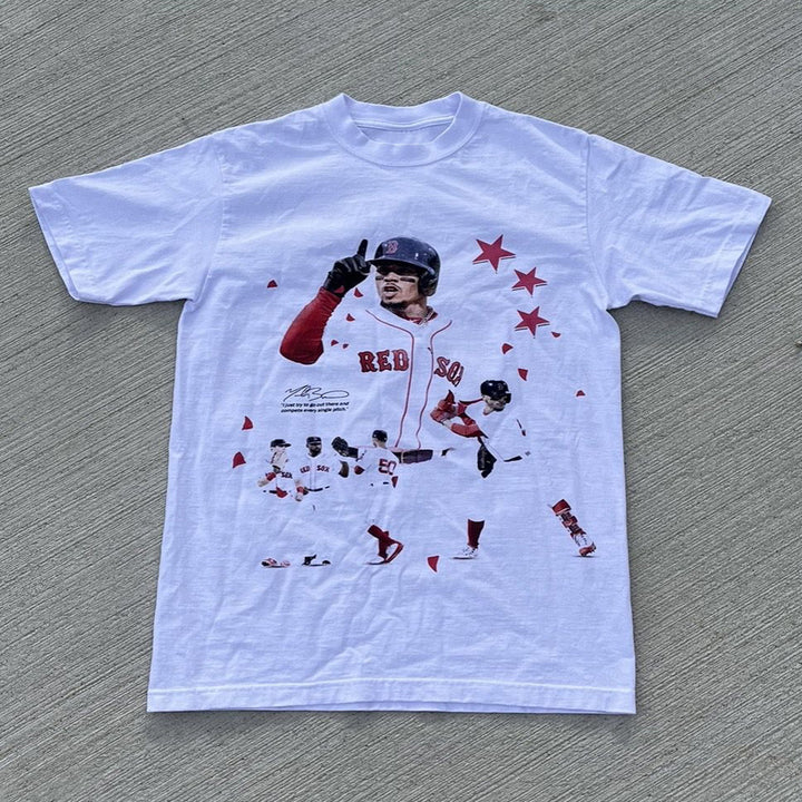 Fashion Baseball Print Short Sleeve T-Shirt