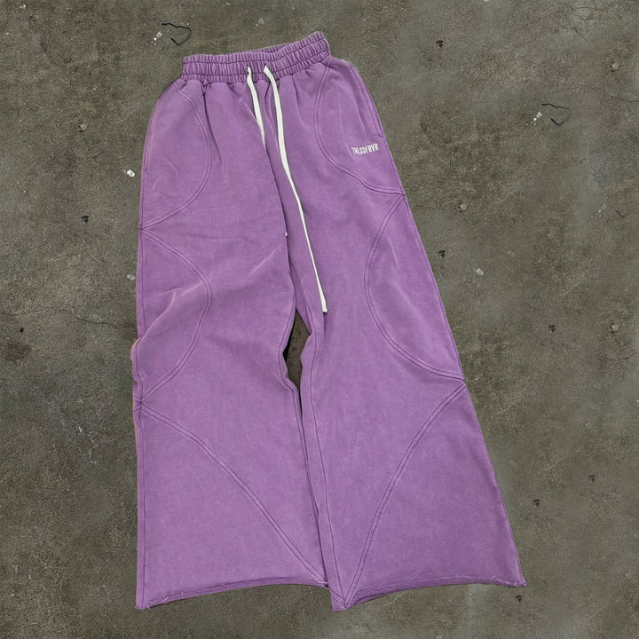 Casual stitching solid color sports pants