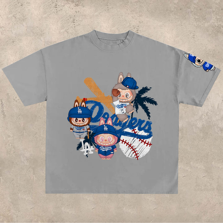Cartoon sports print short-sleeved T-shirt