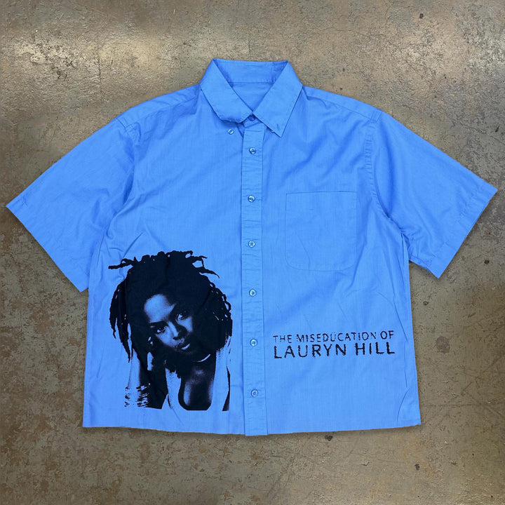 Fashion Character Print Button Short Sleeve Shirt