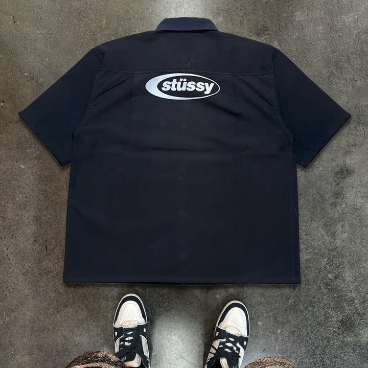 Casual Letters Print Button Short Sleeve Shirt