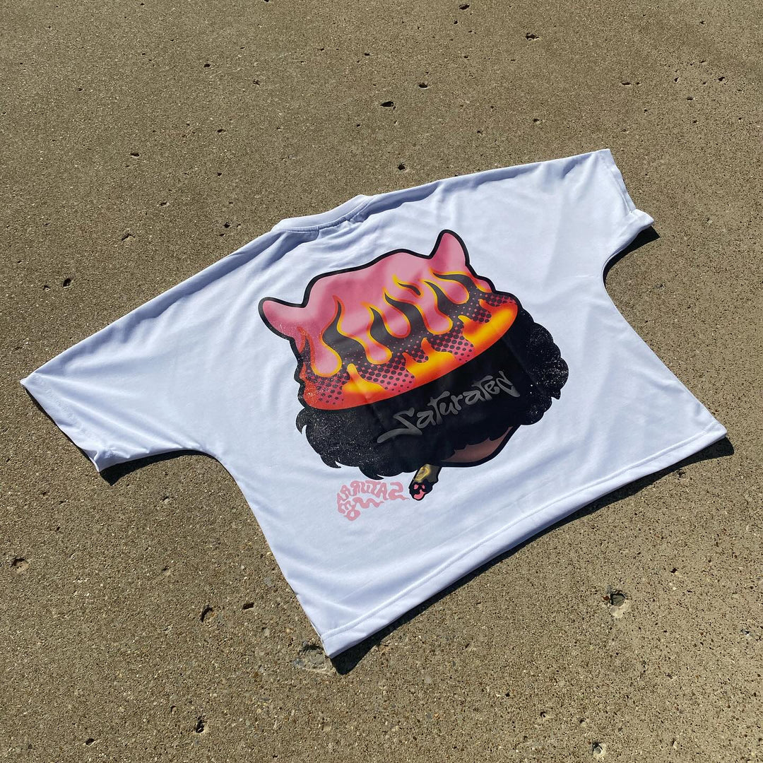 Casual graffiti print cropped T-shirt