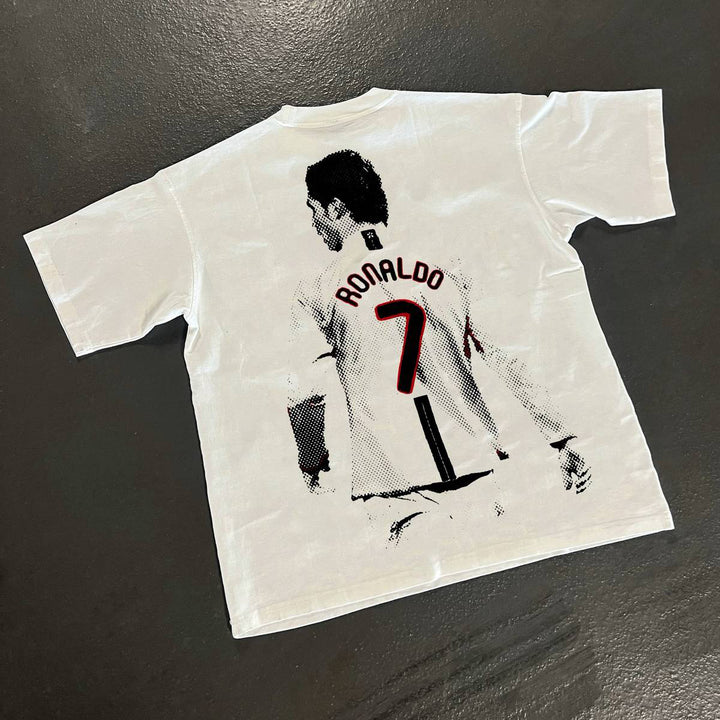 Casual street retro print soccer T-shirt