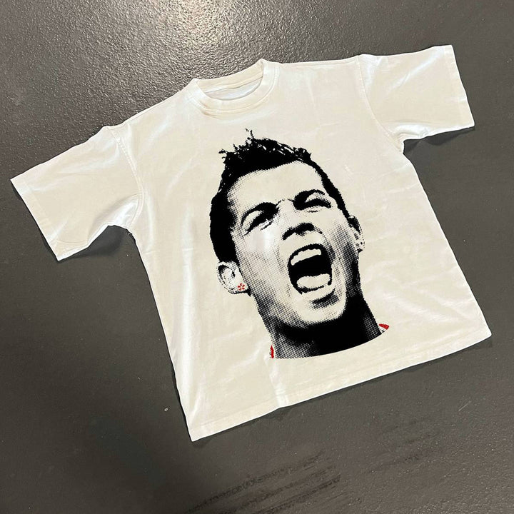 Casual street retro print soccer T-shirt