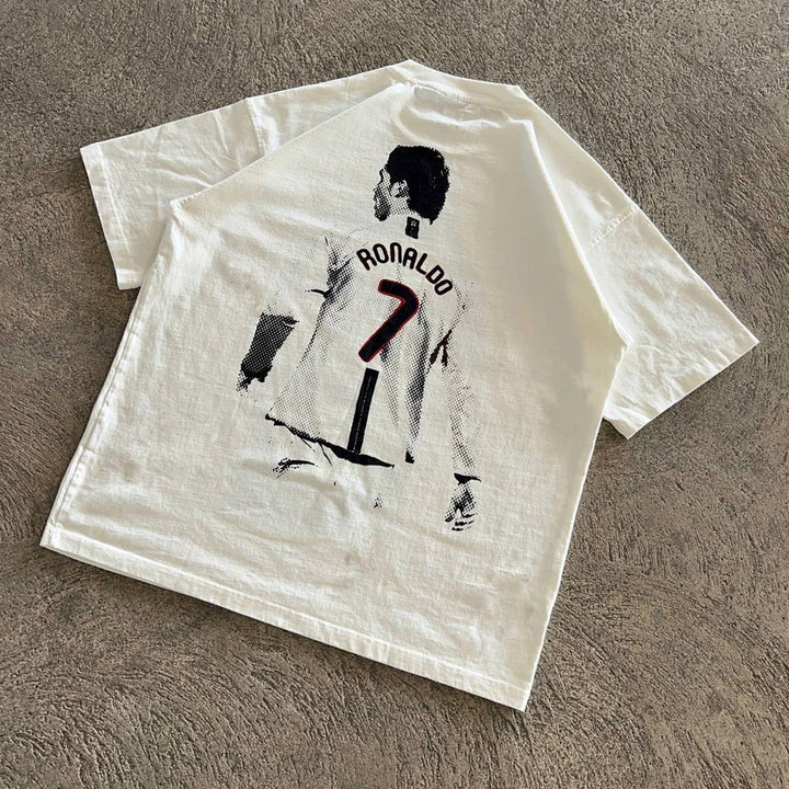 Casual street retro print soccer T-shirt