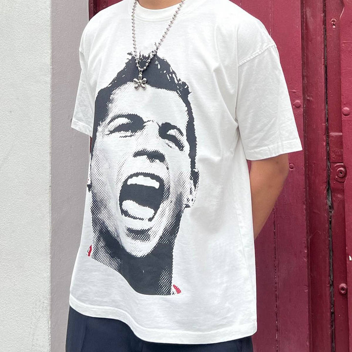 Casual street retro print soccer T-shirt