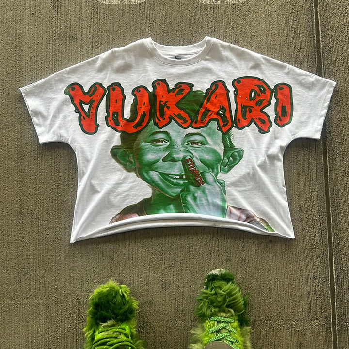 YUKARI BOY Printed Crew Neck Short Sleeve T-Shirt