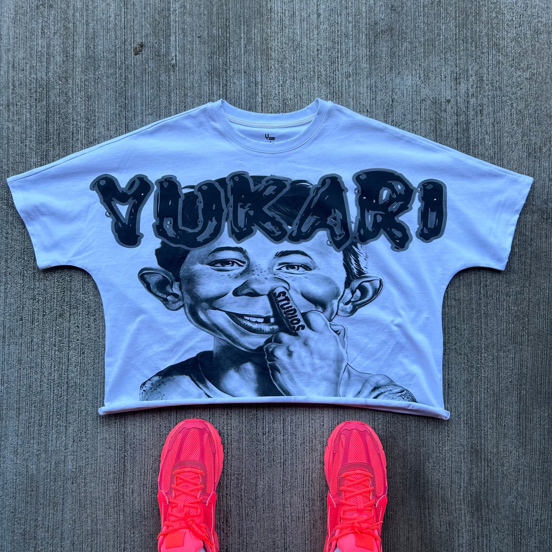 YUKARI BOY Printed Crew Neck Short Sleeve T-Shirt