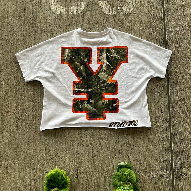 YUKARI BOY Printed Crew Neck Short Sleeve T-Shirt