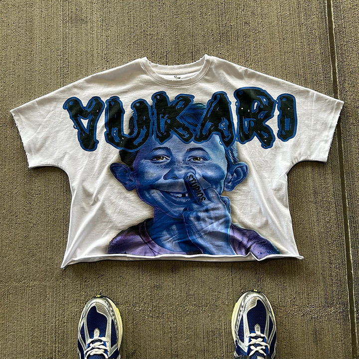 YUKARI BOY Printed Crew Neck Short Sleeve T-Shirt