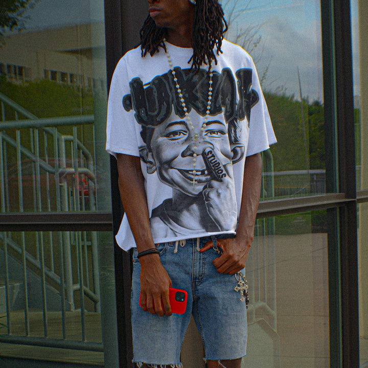 YUKARI BOY Printed Crew Neck Short Sleeve T-Shirt